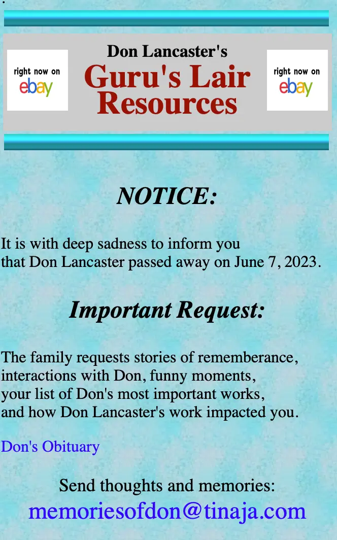 Don Lancaster passing away notice