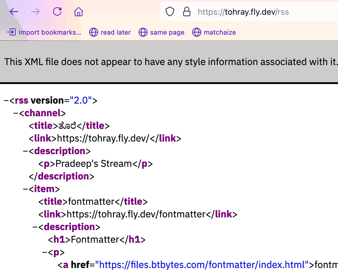 Tohray RSS on firefox