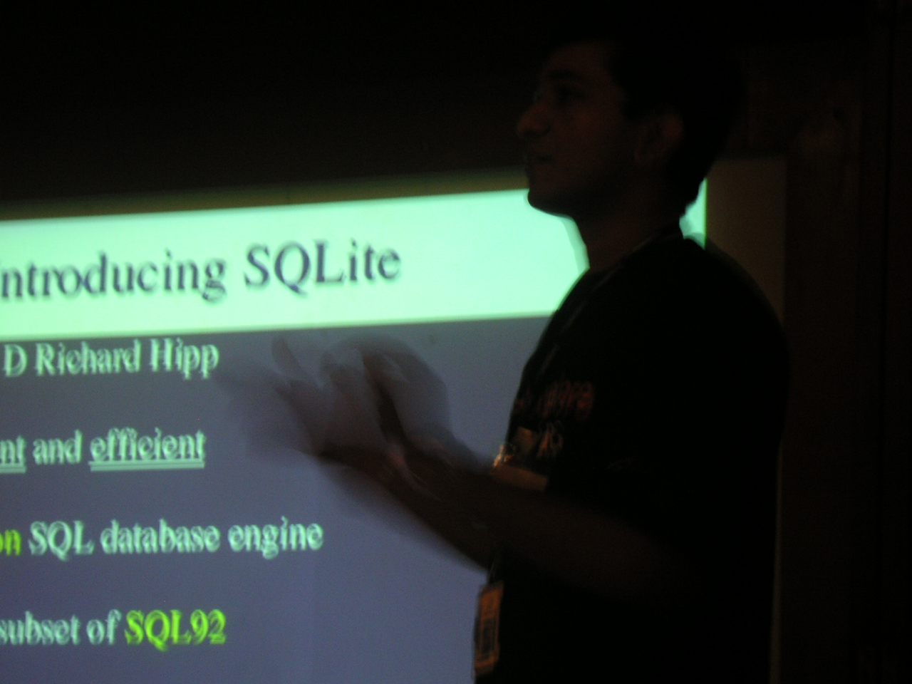 Pradeep Giving talk on SQLite at Linux Bangalore 2004